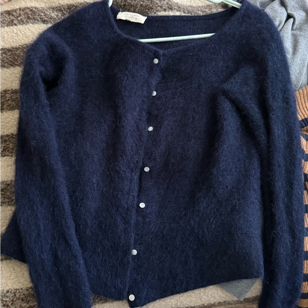 Sezane Navy Blue Cardigan Sweater